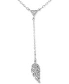 Diamond Pave Leaf 18 Lariat Necklace (1/10 Ct. T.w.) In Sterling Silver