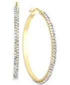 Swarovski Crystal Hoop Earrings In 14k Gold & White Gold