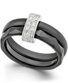 Diamond Double Ceramic Ring (1/4 Ct. T.w.) In Sterling Silver