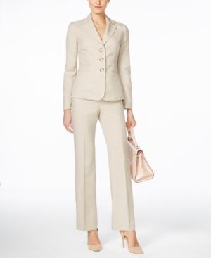 Le Suit Three-button Glazed Melange Pantsuit