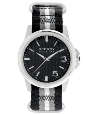 Sperry Top-sider Watch, Men's Halyard Black, Gray And White Stripe Nylon Strap 42mm 102030
