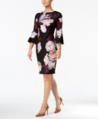 Calvin Klein Floral-print Bell-sleeve Sheath Dress