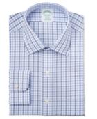 Brooks Brothers Men's Milano Extra Slim-fit Blue Tattersall Dress Shirt