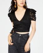Material Girl Juniors' Lace Faux-wrap Crop Top, Created For Macy's
