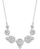 Kate Spade New York Silver-tone Pave Rose Collar Necklace
