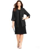 R & M Richards Plus Size Sleeveless Glitter Shift And Jacket