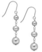 Gray Cultured Freshwater Pearl (5-8mm) Graduated Drop Earrings In Sterling Silver