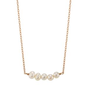 Unwritten Bridesmaid Collection Multi-freshwater Pearl Station Necklace In Sterling Silver, Rose Gold Or Yellow Gold, 16 + 2 Chain, 5mm Pearls