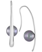 Majorica Sterling Silver Gray Imitation Pearl Threader Earrings