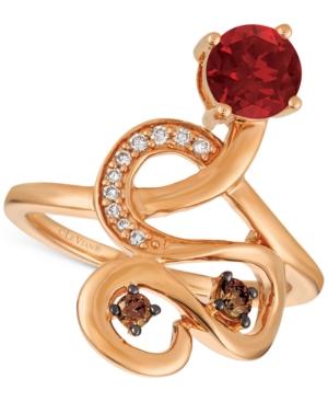 Le Vian Chocolatier Raspberry Rhodolite (9/10 Ct. T.w.) And Diamond (1/6 Ct. T.w.) Ring In 14k Rose Gold