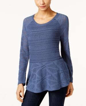 Style & Co. Open-knit Peplum Sweater, Only At Macy's