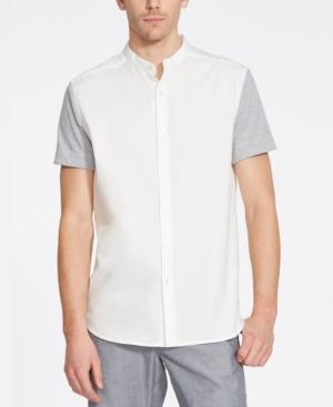 Kenneth Cole Reaction Men's Band Collar Colorblocked Short-sleeve Shirt