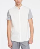 Kenneth Cole Reaction Men's Band Collar Colorblocked Short-sleeve Shirt