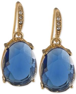 Carolee Gold-tone Blue Stone Drop Earrings