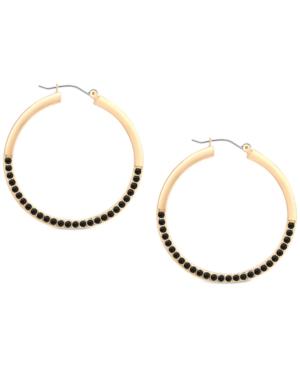 Guess Gold-tone Jet Pave Hoop Earrings