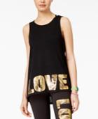 Material Girl Active Juniors' Metallic Graphic Strappy-back Tank Top, Only At Macy's