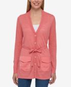 Tommy Hilfiger Belted Contrast Cardigan, Only At Macy's