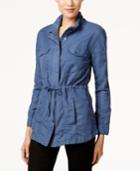 Calvin Klein Jeans Trucker Zip-front Linen-blend Utility Jacket