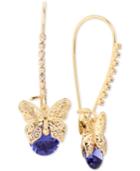 Betsey Johnson Gold-tone Filigree Butterfly And Stone Drop Earrings