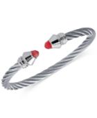 Charriol Women's Fabulous Stainless Steel With Red Stones Cable Bangle Bracelet