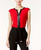 Calvin Klein Faux-leather-trim Chain-detail Top