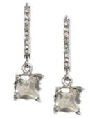 Betsey Johnson Silver-tone Square Crystal Drop Earrings