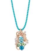 Le Vian Crazy Collection Blue Topaz, Green Quartz And White Topaz Cluster Pendant Necklace In 14k Rose Gold (10-1/5 Ct. T.w.), Only At Macy's