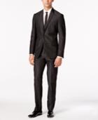 Dkny Men's Charcoal Linen Blend Extra Slim Fit Suit