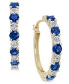 Certified Ruby (3/4 Ct. T.w.) And Diamond Accent Hoop Earrings In 14k Gold (also Emerald And Sapphire)