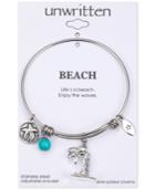 Unwritten Life's A Beach, Enjoy The Waves Palm Tree And Surfboard Charm Adjustable Bangle Bracelet