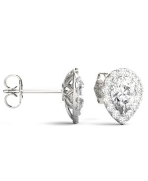 Moissanite Pear Halo Earrings (2 Ct. Tw.) In 14k White Gold