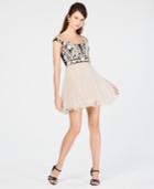 Blondie Nites Juniors' Off-the-shoulder Embroidered Dress