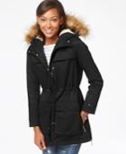 Tommy Hilfiger Faux-fur-trim Zip-hem Anorak Coat