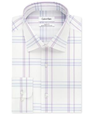 Calvin Klein Steel Classic-fit Non-iron Performance Purple Multi Check Dress Shirt
