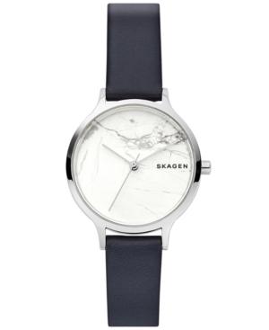 Skagen Women's Anita Blue Leather Strap Watch 34mm