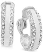 Anne Klein Pave Accented Clip-on Hoop Earrings
