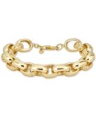 Filigree & Polished Link Bracelet In 14k Gold-plated Sterling Silver