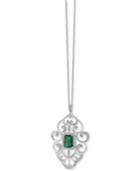 Brasilica By Effy Emerald (1-3/8 Ct. T.w.) And Diamond (1/3 Ct. T.w.) Pendant Necklace In 14k White Gold
