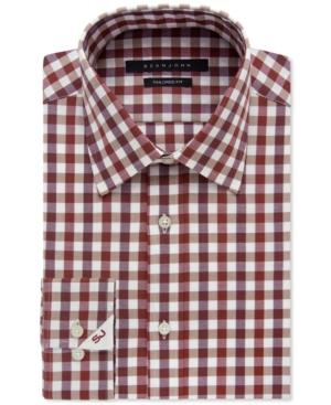 Sean John Men's Classic-fit Cinnamon Check-pattern Dress Shirt