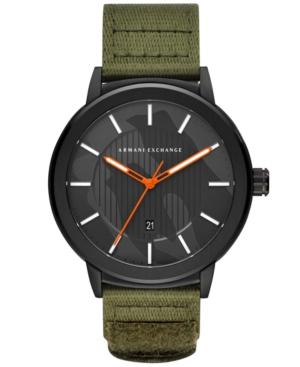 Ax Armani Exchange Men's Maddox Olive Canvas Strap Watch 46mm
