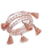 Inc International Concepts Rose Gold-tone Beaded Tassel Stretch Bracelet, Created For Macy's