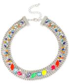 M. Haskell Silver-tone Mixed Faceted Stone Collar Necklace