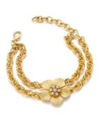 Charter Club Gold-tone Flower Crystal Double Chain Link Bracelet, Only At Macy's