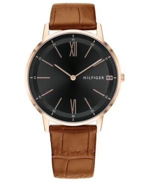 Tommy Hilfiger Men's Brown Leather Strap Watch 40mm