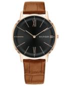 Tommy Hilfiger Men's Brown Leather Strap Watch 40mm