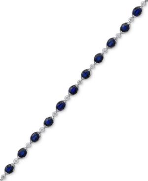 Royale Bleu By Effy Sapphire (8-1/8 Ct. T.w.) And Diamond (1/3 Ct. T.w.) Link Bracelet In 14k White Gold, Created For Macy's