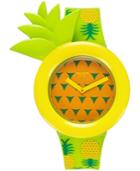 Swatch Unisex Swiss Exotic Taste Green Pineapple Print Silicone Strap Watch 34mm Gg2218