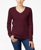 Karen Scott V-neck Cable-knit Sweater, Only At Macy's