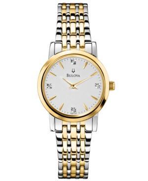 Bulova Watch, Women's Diamond Accent Two-tone Stainless Steel Bracelet 30mm 98p115