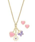 Lily Nily Children's Pretty Enamel Jewelry Set In 18k Gold Over Sterling Silver